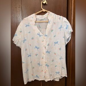 Vintage BudFashions Floral and Bow Print Blouse